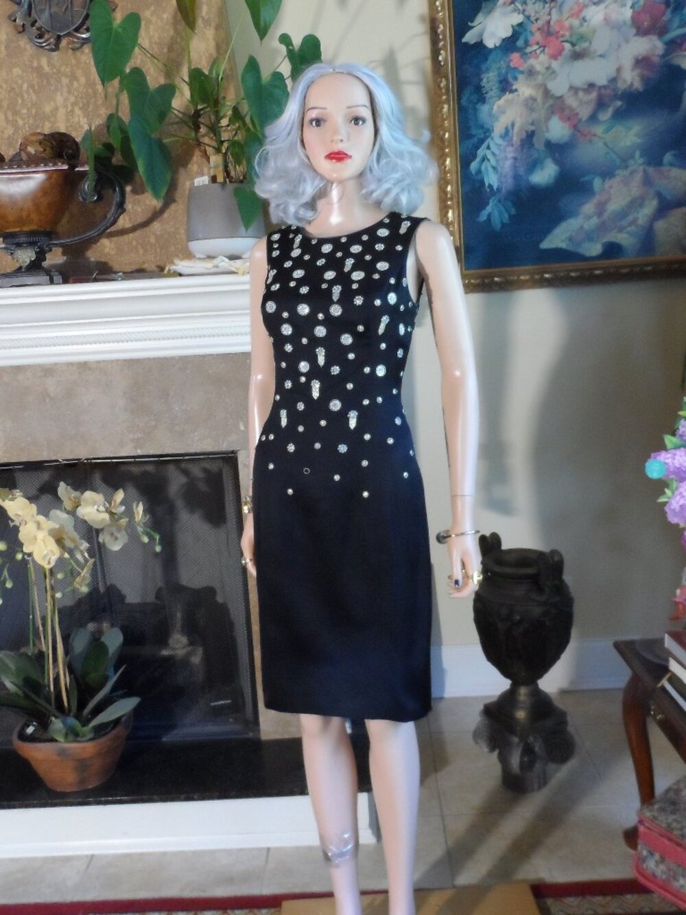 Jason Wu Black Silk Embellished Sheath Dress Fall 2012 Size 4